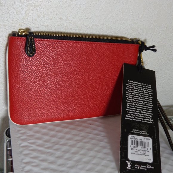 Coach Mickey Mouse Electric Red Leather Wristlet Keith Haring LTD Editio…